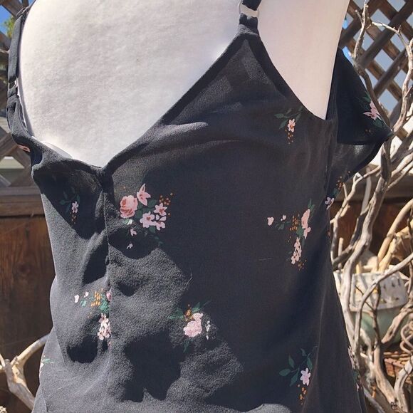 A.L.C. Silk Floral Black Spaghetti Strap Tank Top - Picture 5 of 12